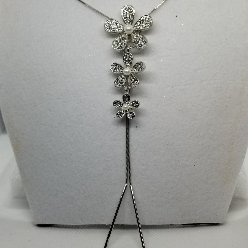 Necklace Long Pearls & Crystals - Picture 4 of 4